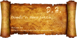 Domán Henrietta névjegykártya